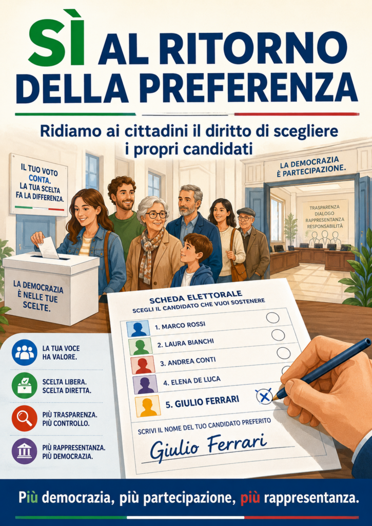La petizione di Italia Viva “Si alle preferenze, basta liste bloccate”