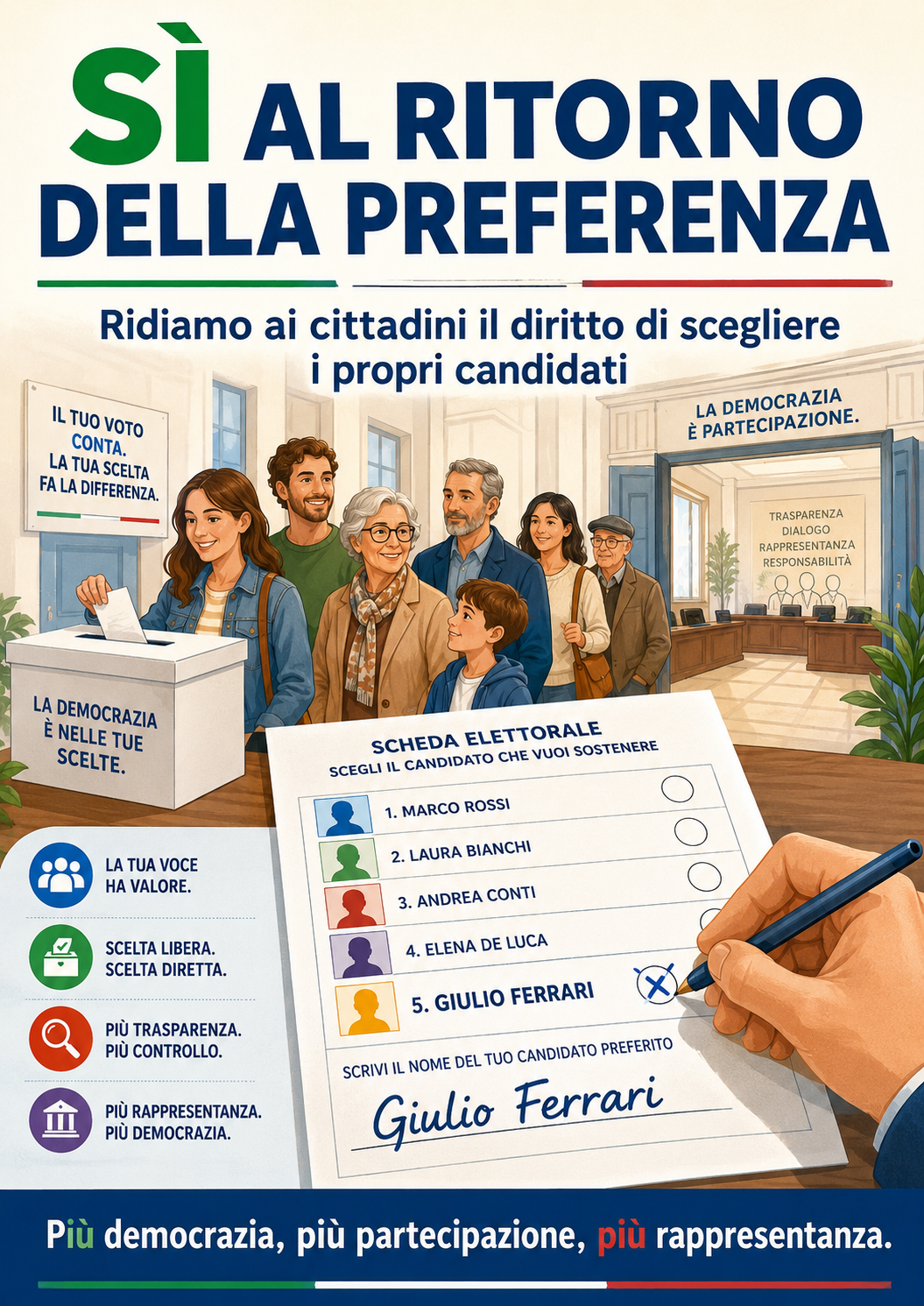 La petizione di Italia Viva “Si alle preferenze, basta liste bloccate”